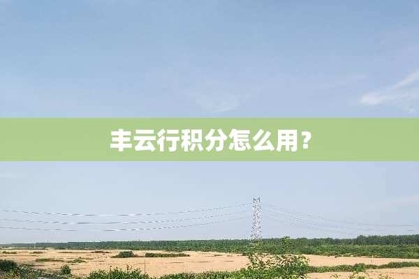 丰云行积分怎么用？