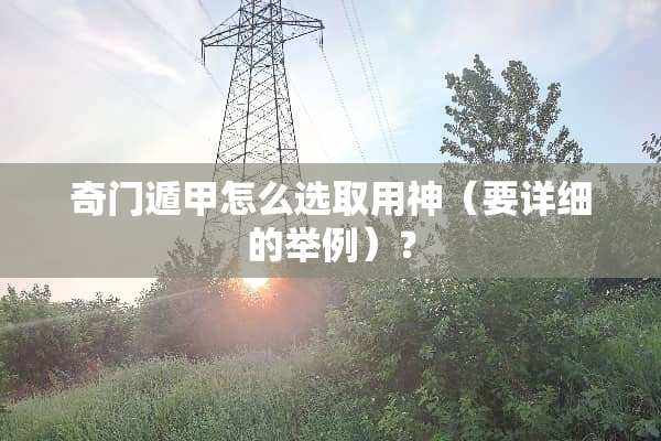 奇门遁甲怎么选取用神（要详细的举例）？