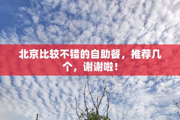 北京比较不错的自助餐，推荐几个，谢谢啦！