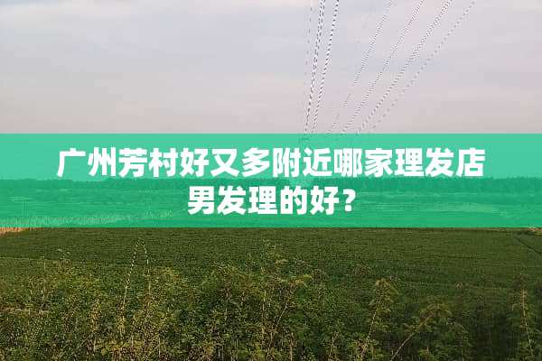 广州芳村好又多附近哪家理发店男发理的好？
