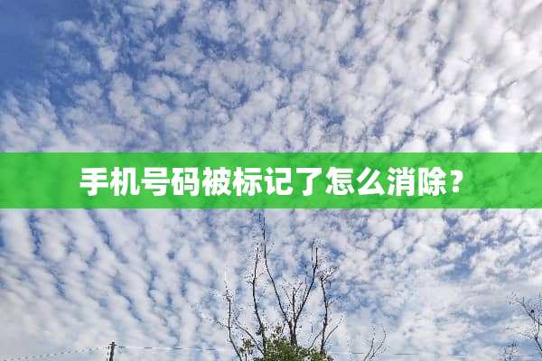 手机号码被标记了怎么消除？