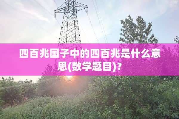 四百兆国子中的四百兆是什么意思(数学题目)？