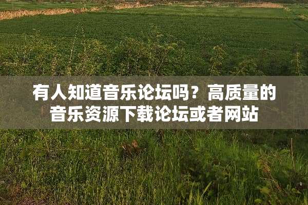 有人知道音乐论坛吗？高质量的音乐资源下载论坛或者网站