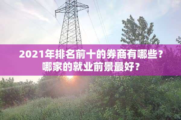 2021年排名前十的券商有哪些？哪家的就业前景最好？
