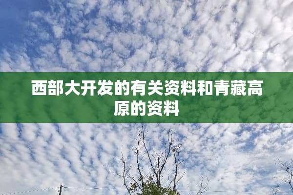 西部大开发的有关资料和青藏高原的资料