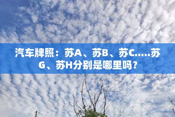汽车牌照：苏A、苏B、苏C.....苏G、苏H分别是哪里吗？