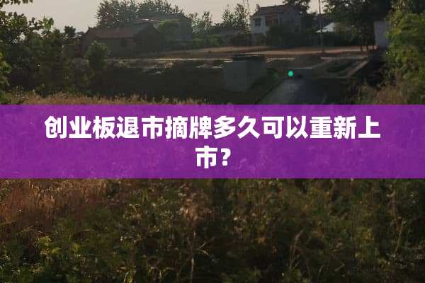 创业板退市摘牌多久可以重新上市？