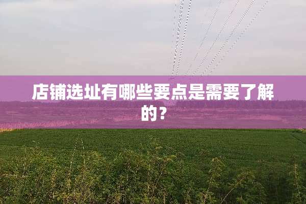 店铺选址有哪些要点是需要了解的？