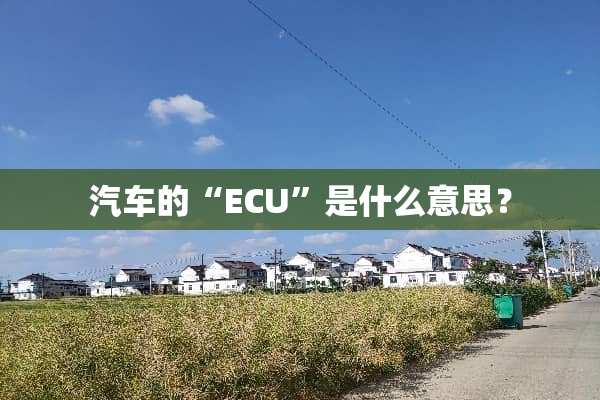 汽车的“ECU”是什么意思？