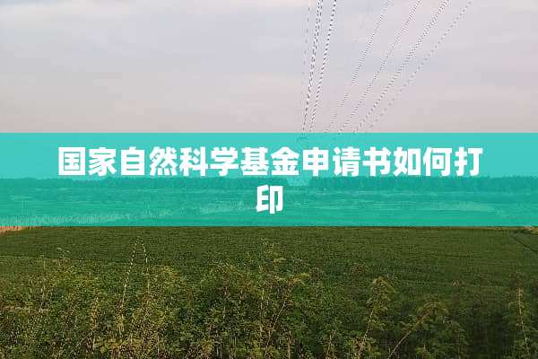 国家自然科学基金申请书如何打印