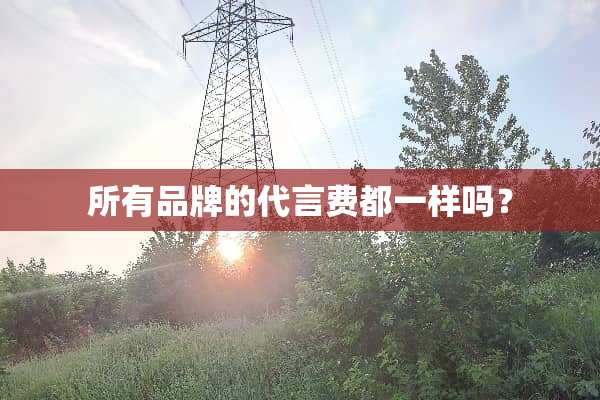 所有品牌的代言费都一样吗？