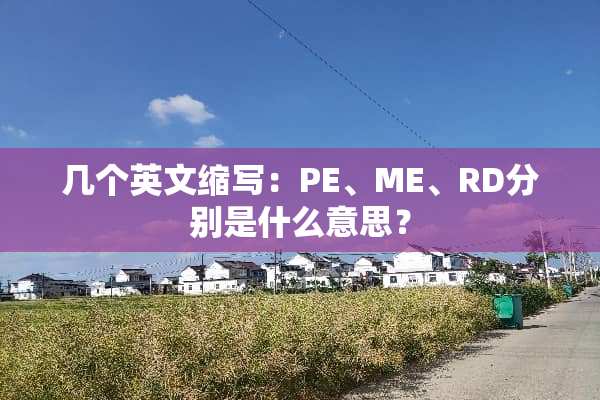 几个英文缩写：PE、ME、RD分别是什么意思？