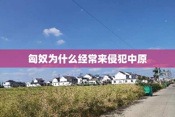 匈*为什么经常来侵犯中原