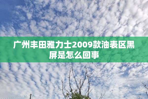 广州丰田雅力士2009款油表区黑屏是怎么回事