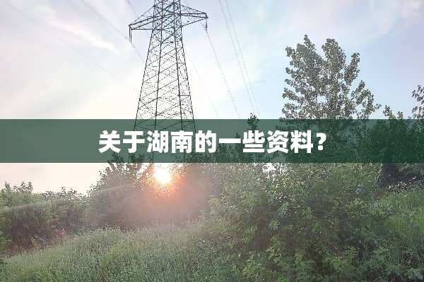 关于湖南的一些资料？