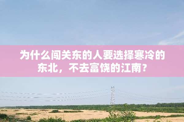 为什么闯关东的人要选择寒冷的东北，不去富饶的江南？