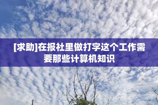 [求助]在报社里做打字这个工作需要那些计算机知识