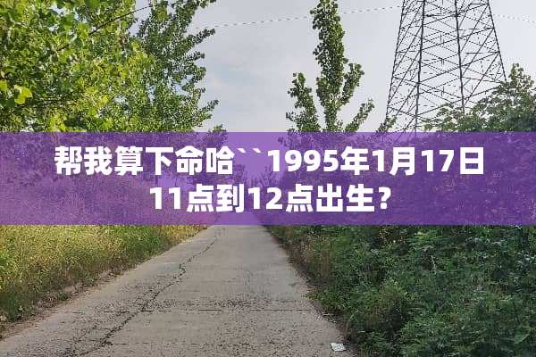 帮我算下命哈``1995年1月17日11点到12点出生？