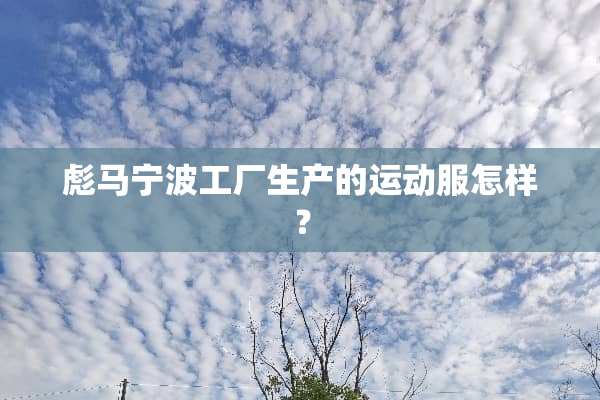 彪马宁波工厂生产的运动服怎样？