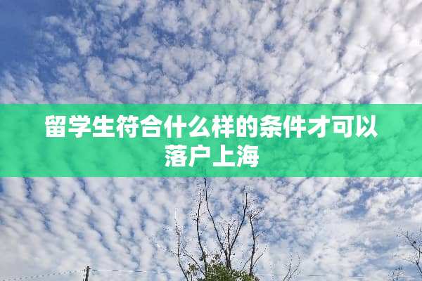 留学生符合什么样的条件才可以落户上海