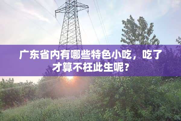 广东省内有哪些特色小吃，吃了才算不枉此生呢？