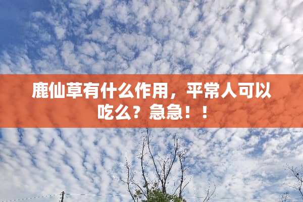 鹿仙草有什么作用，平常人可以吃么？急急！！