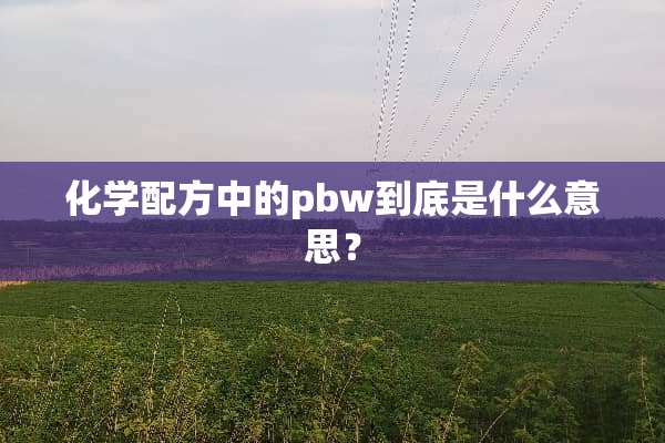 化学配方中的pbw到底是什么意思？