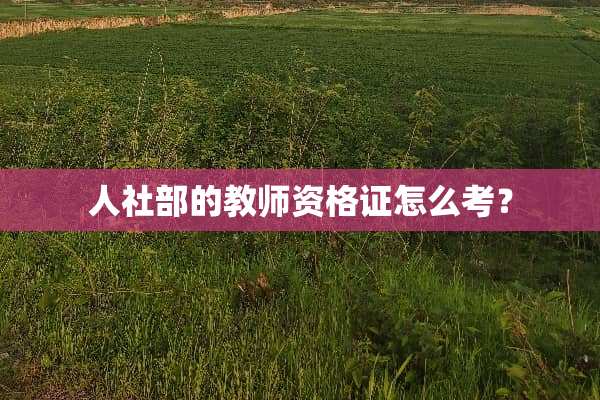 人社部的教师资格证怎么考？