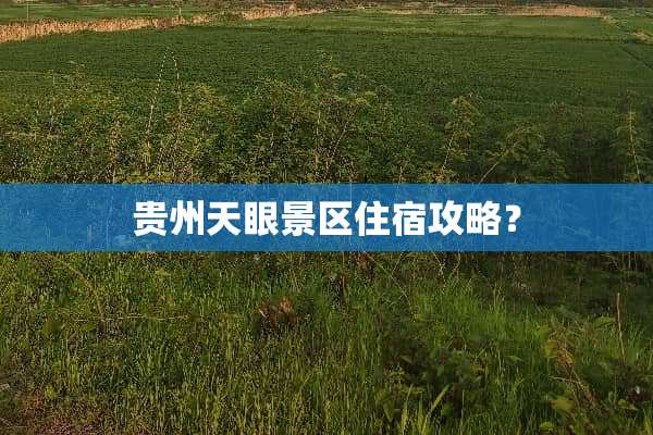 贵州天眼景区住宿攻略？