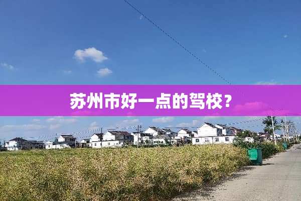 苏州市好一点的驾校？
