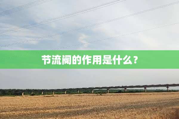 节流阀的作用是什么？