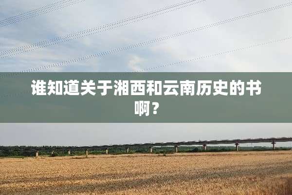 谁知道关于湘西和云南历史的书啊？