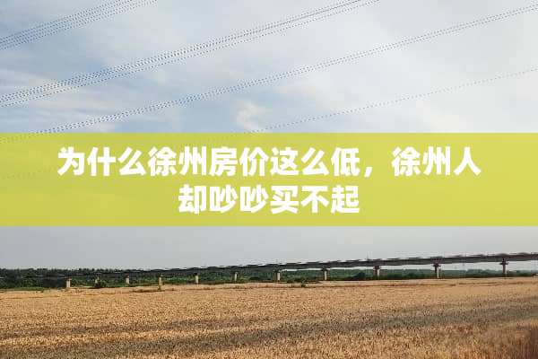 为什么徐州房价这么低，徐州人却吵吵买不起