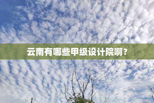 云南有哪些甲级设计院啊？