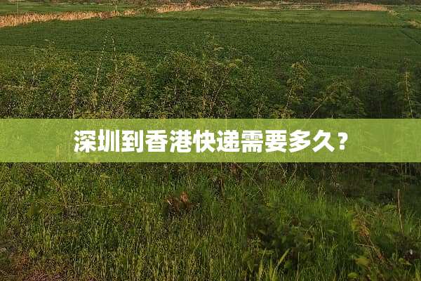 深圳到香港快递需要多久？