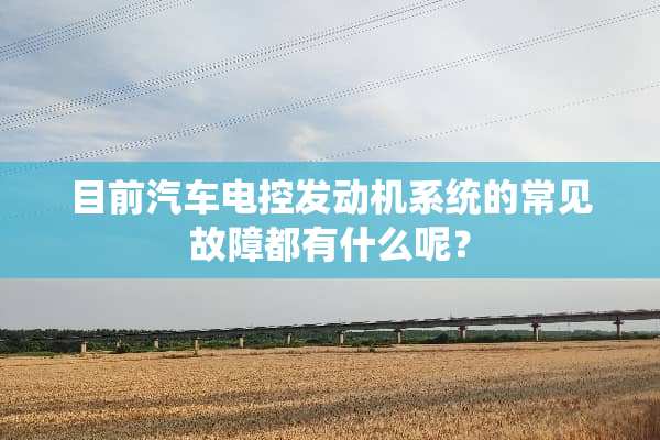 目前汽车电控发动机系统的常见故障都有什么呢？