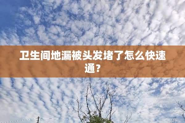 卫生间地漏被头发堵了怎么快速通？