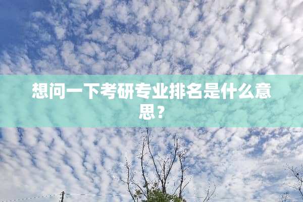 想问一下考研专业排名是什么意思？