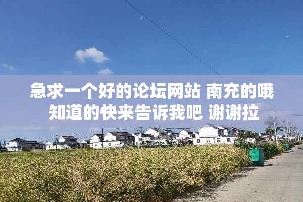 急求一个好的论坛网站 南充的哦 知道的快来告诉我吧 谢谢拉