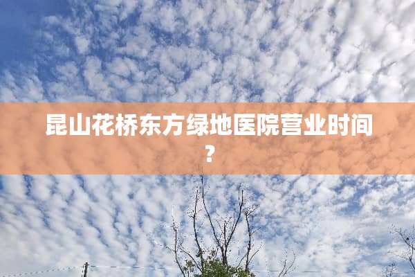 昆山花桥东方绿地医院营业时间？