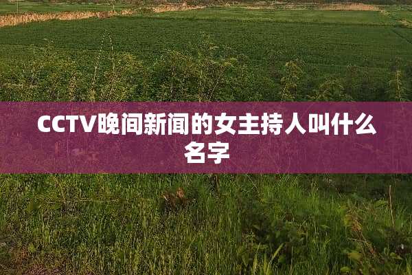CCTV晚间新闻的女主持人叫什么名字