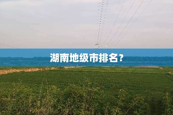 湖南地级市排名？