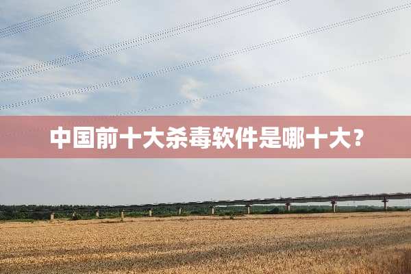 中国前十大杀毒软件是哪十大？