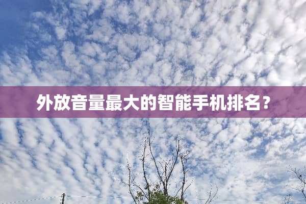 外放音量最大的智能手机排名？