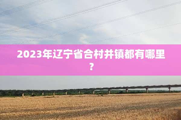 2023年辽宁省合村并镇都有哪里？