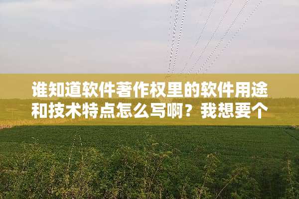 谁知道软件著作权里的软件用途和技术特点怎么写啊？我想要个范例
