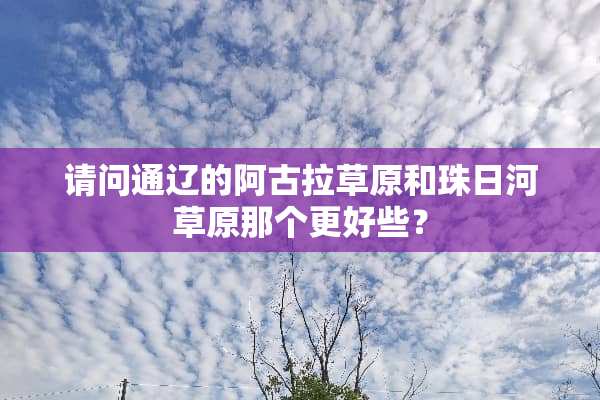 请问通辽的阿古拉草原和珠日河草原那个更好些？