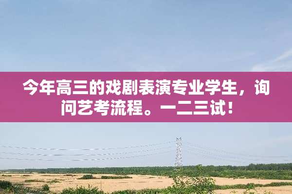 今年高三的戏剧表演专业学生，询问艺考流程。一二三试！