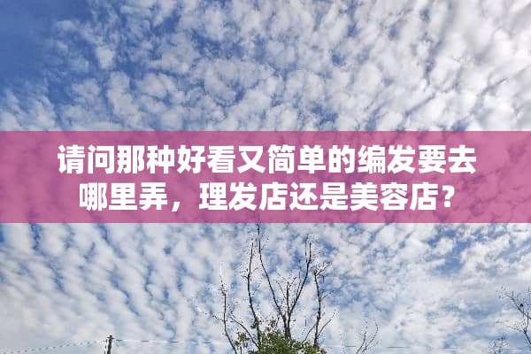 请问那种好看又简单的编发要去哪里弄，理发店还是美容店？