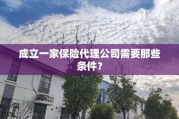成立一家保险代理公司需要那些条件？